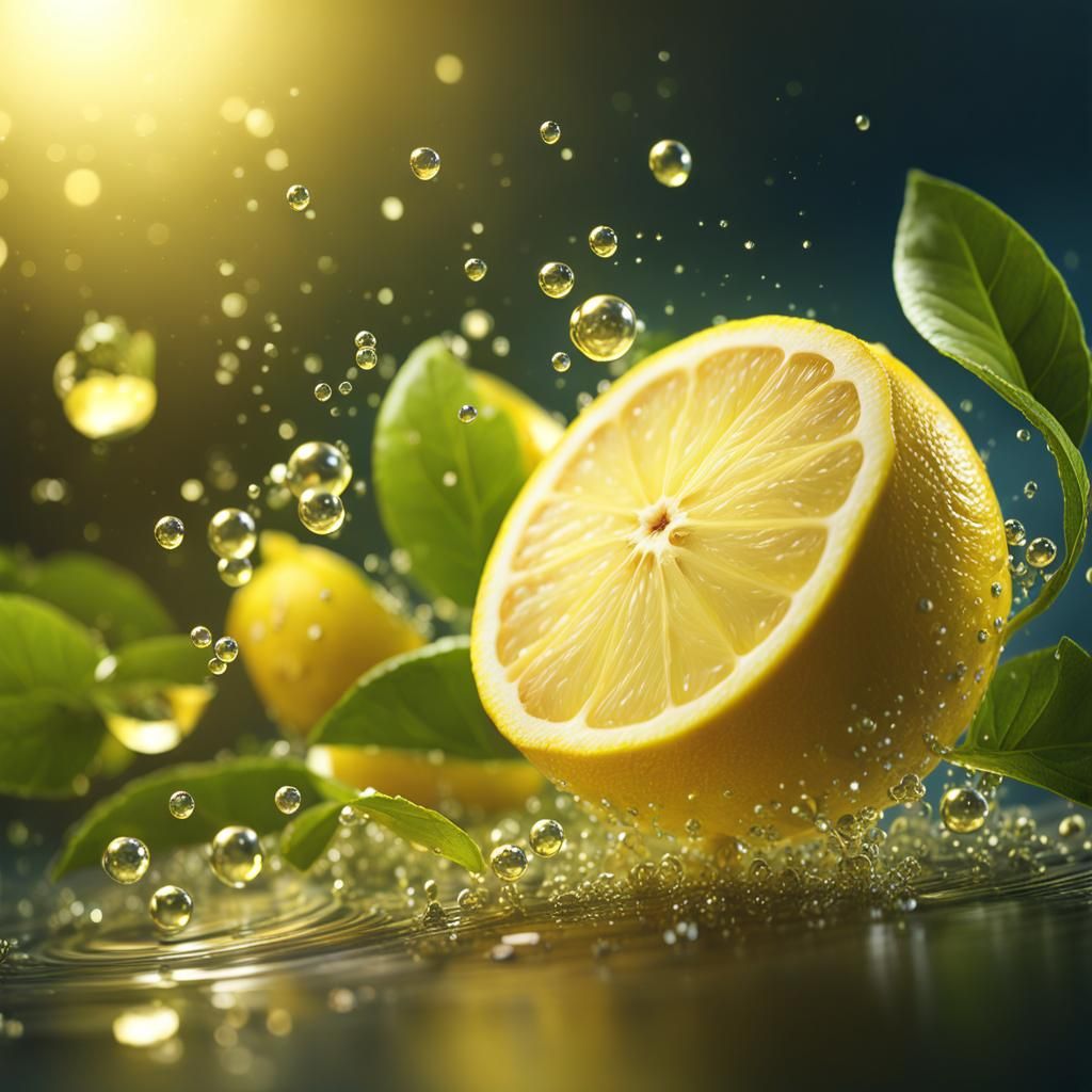A Delicate Lemon Emerges from Ethereal Mist in Photorealisti...