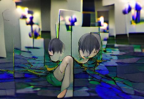 Surreal Figure Trapped in an Endless Daze of Reflection