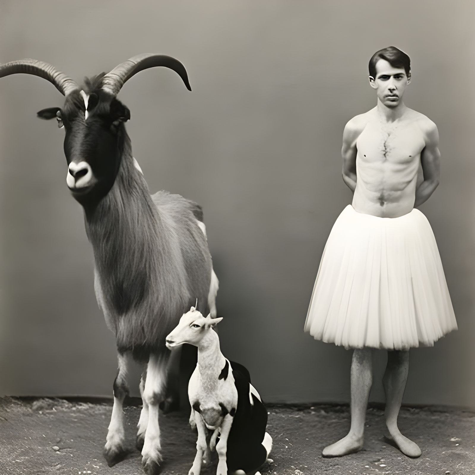 A Man Posing with His Goat in a Tutu