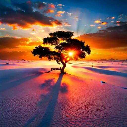 Surreal Landscape in Dark Neon Colors