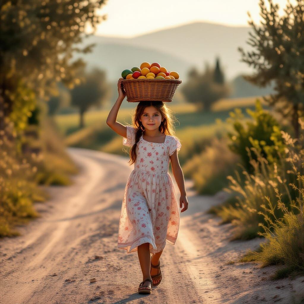 Italian Girl with Fruit Basket at Dawn