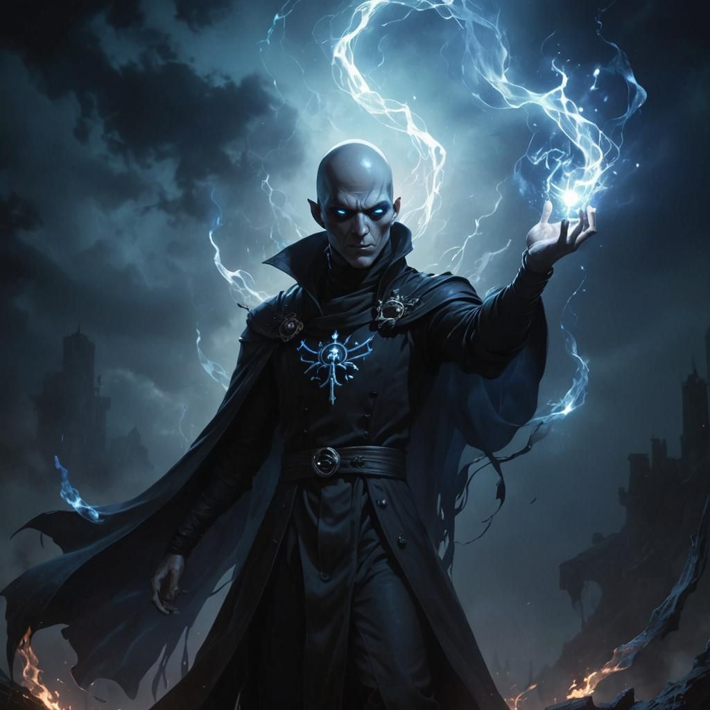 Dark Fantasy Sorcerer in High Contrast Lighting