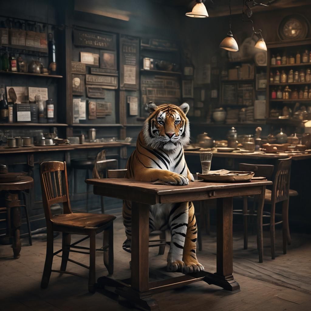 Hungry Gentleman Surrounded by Luscious Delights in a Warm A...