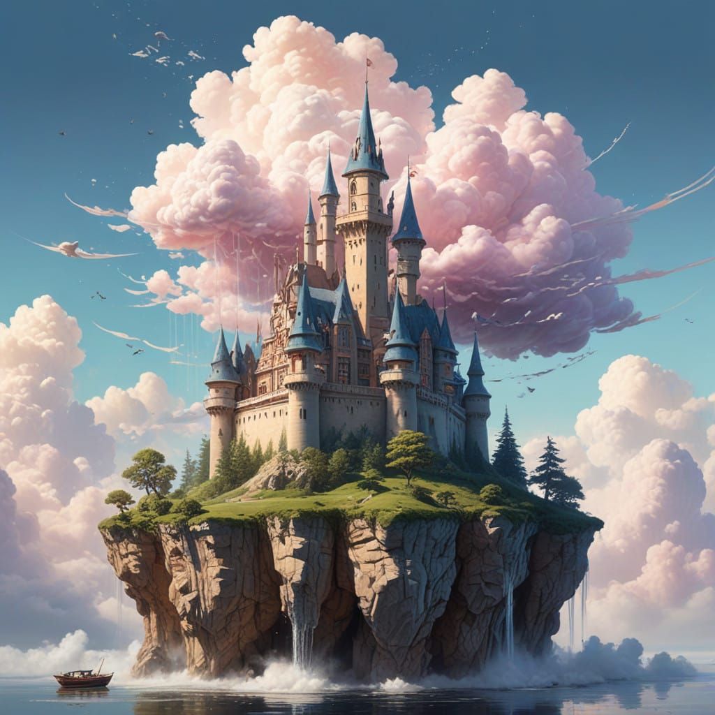 Fantastical Castle Sails on a Soft Cloud