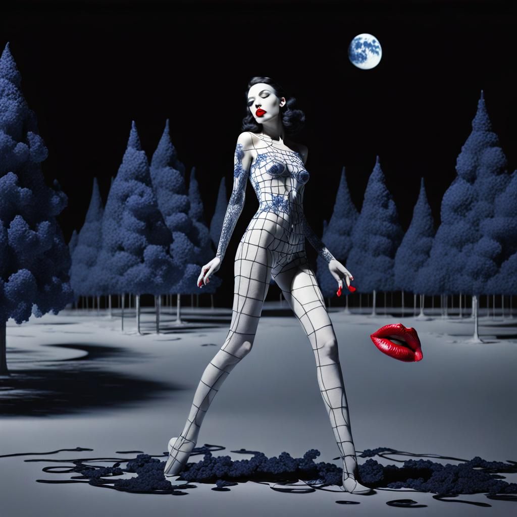 Surreal Cosmic Woman Unites Nature and Ruins