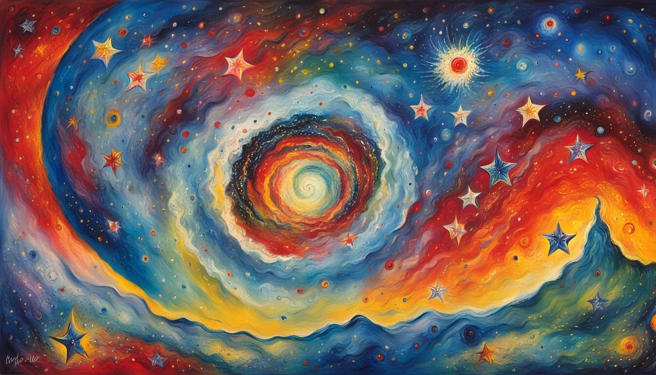 Cosmic Vortex in Vibrant Oil Painting