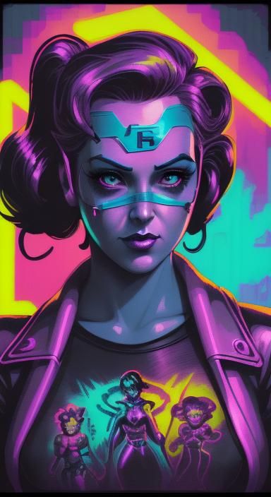 Cyberpunk Goddess in Neon Haze