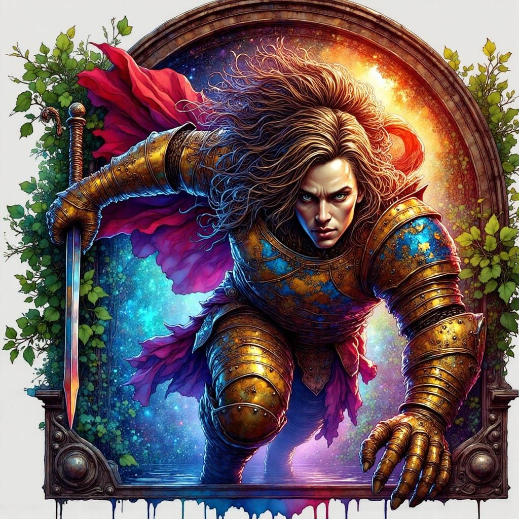 Armored Warrior Emerges From Portal Ready for Battle