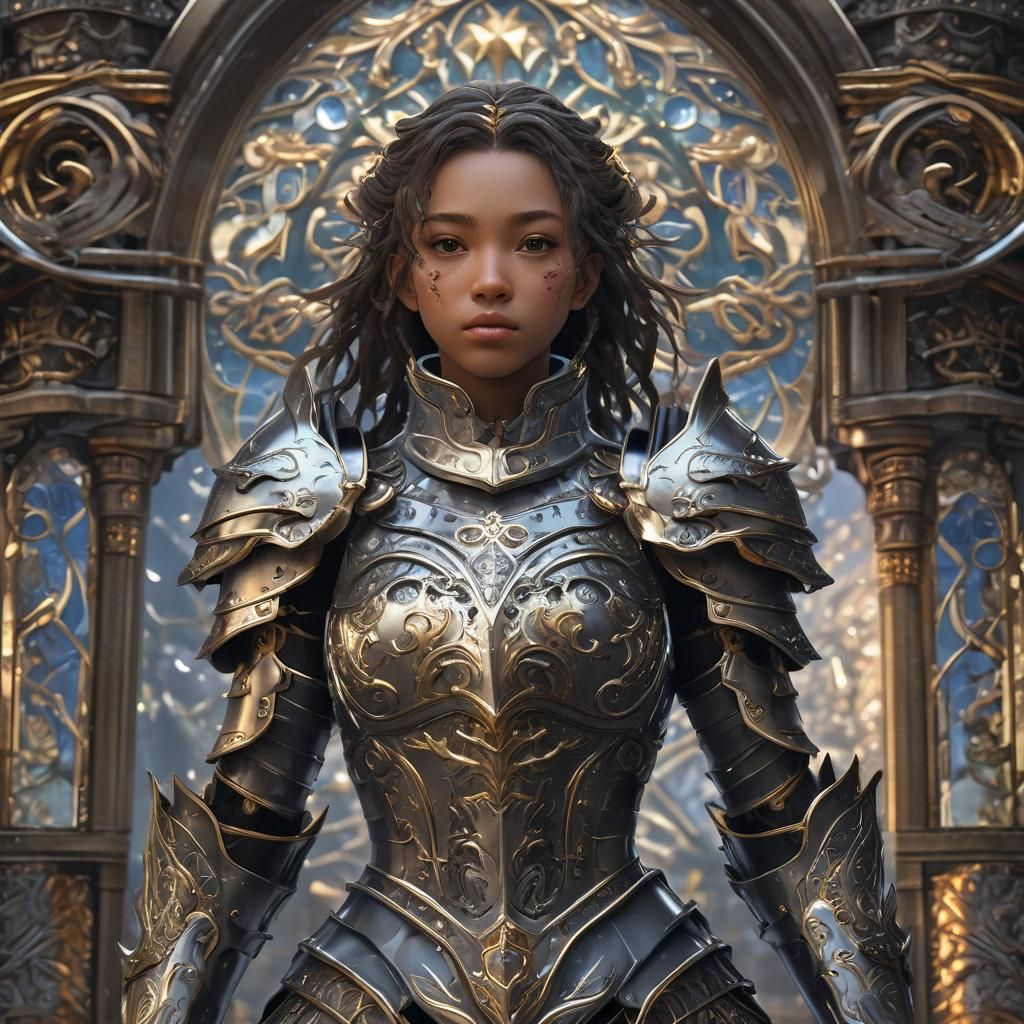 Ethereal Saint Knight in Vibrant 3D Anime Armor