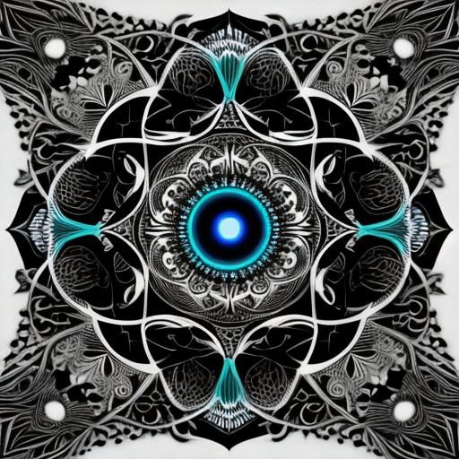 Surreal Devil Stalks Quietly in Abstract Fractal Landscape