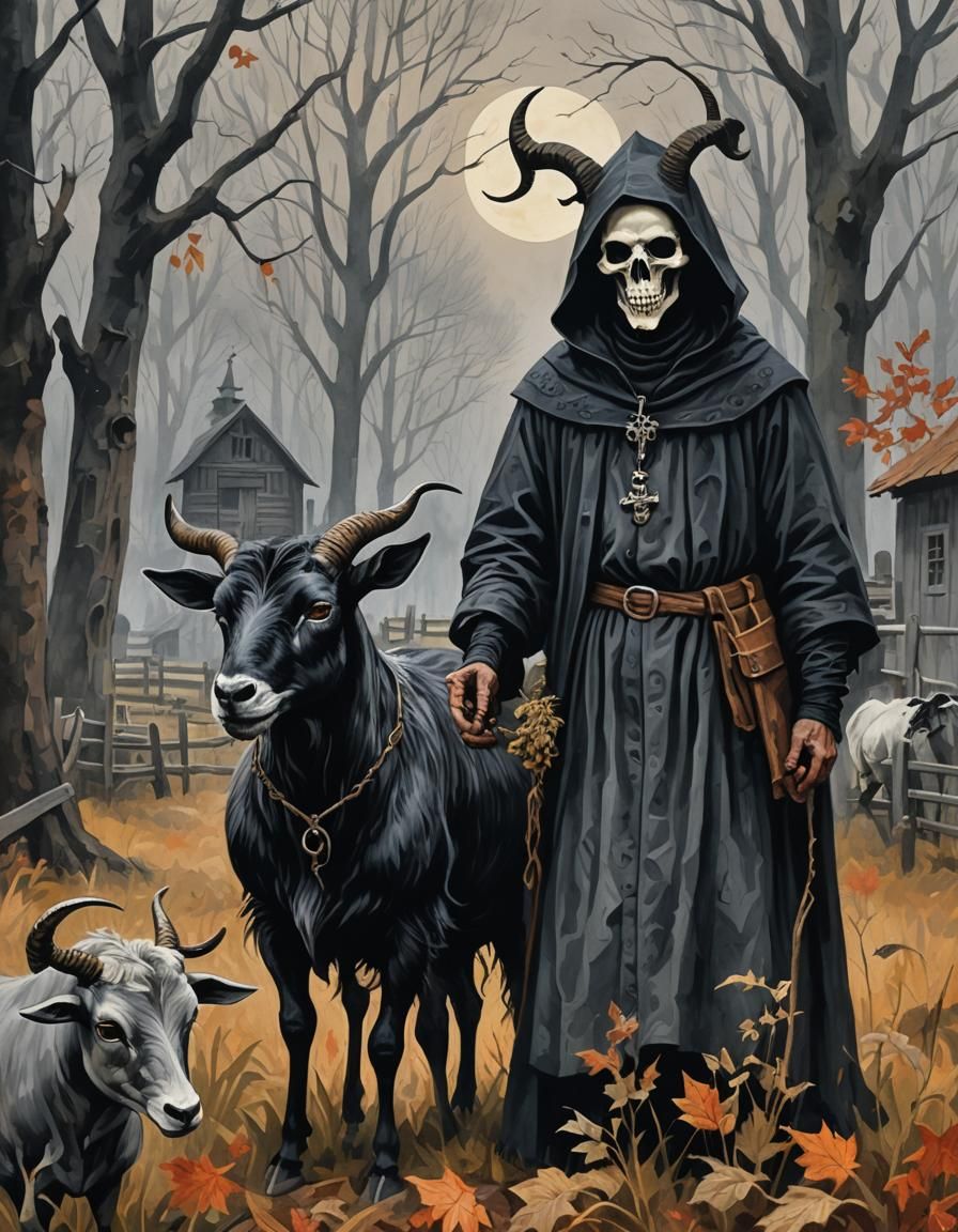 Demonic Cultist in Foreboding Autumn Landscape