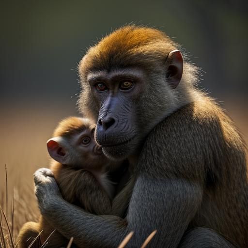 Tender Moment in a Sunlit Savannah
