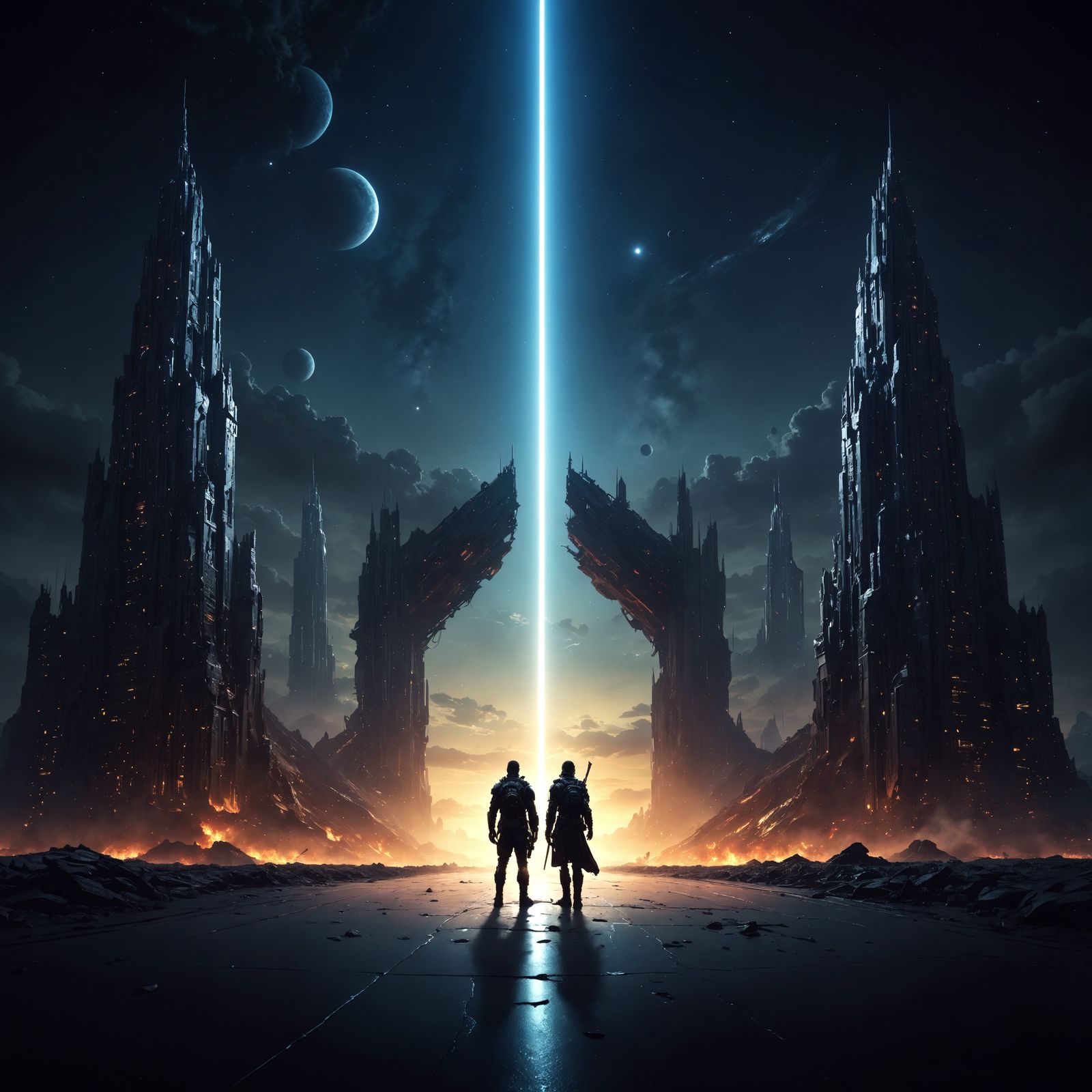 Epic Digital Matte Painting of Futuristic Bodies