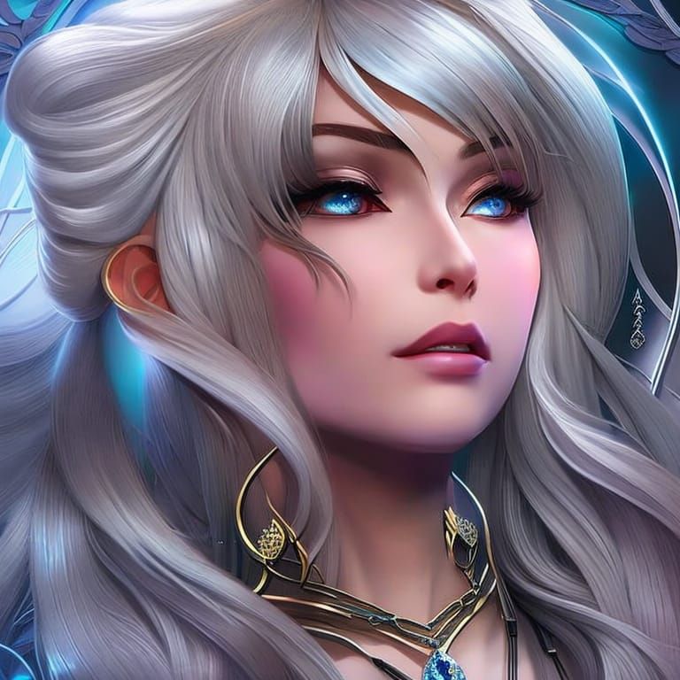 Ethereal Asian Goddess Portrait in Triadic Colors