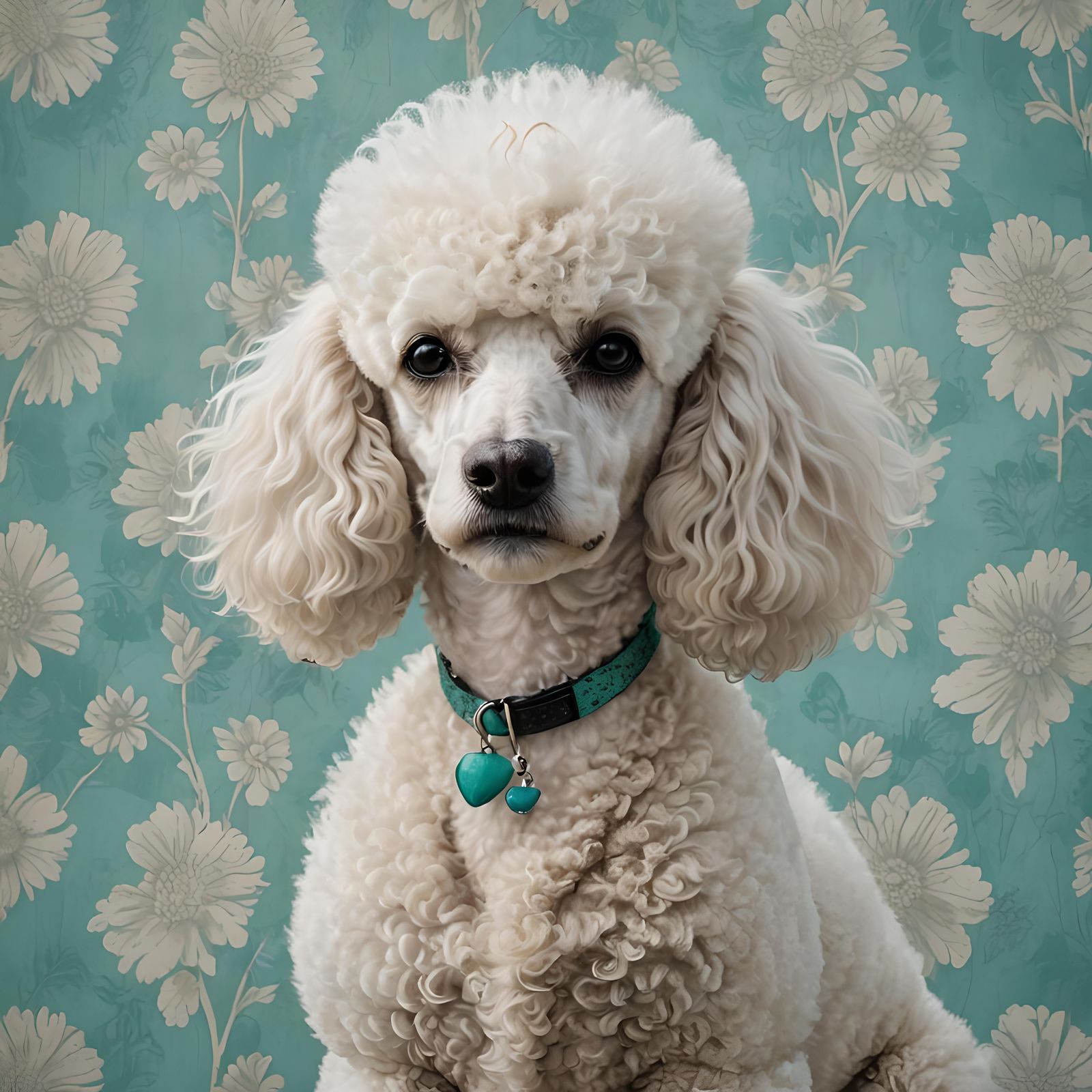 Luminous Aqua-Textured Poodle Portrait