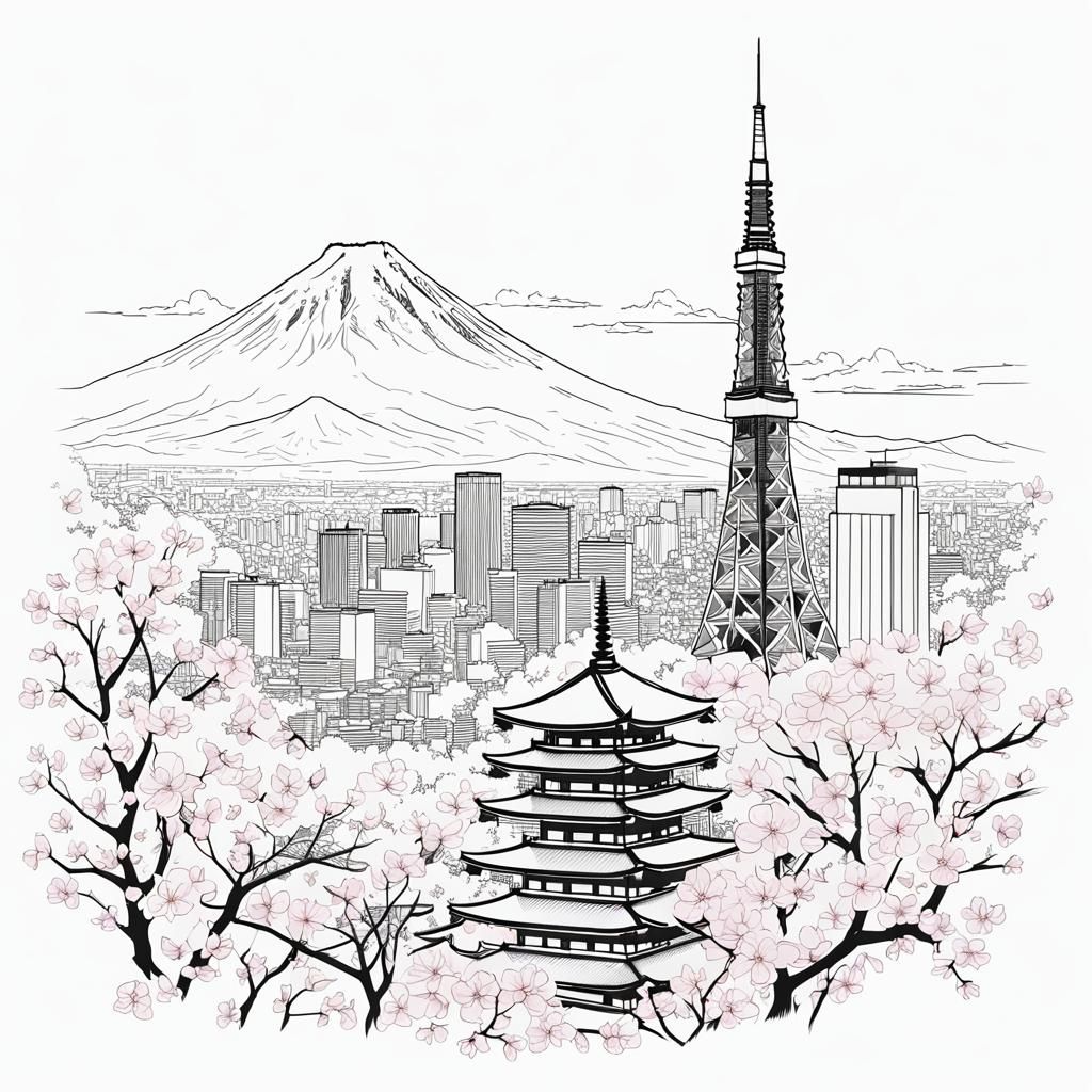 Tokyo Landmark Celebrated in Japanese Line Art