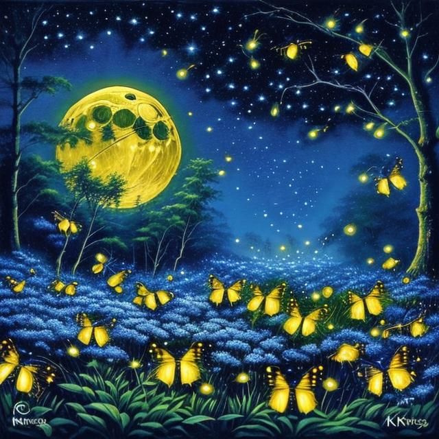 Moonlit Fireflies Dance in Macro Close-Up
