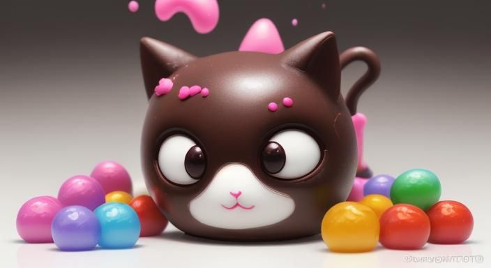 Vibrant Candy Cat in Hyper Minimalism Style