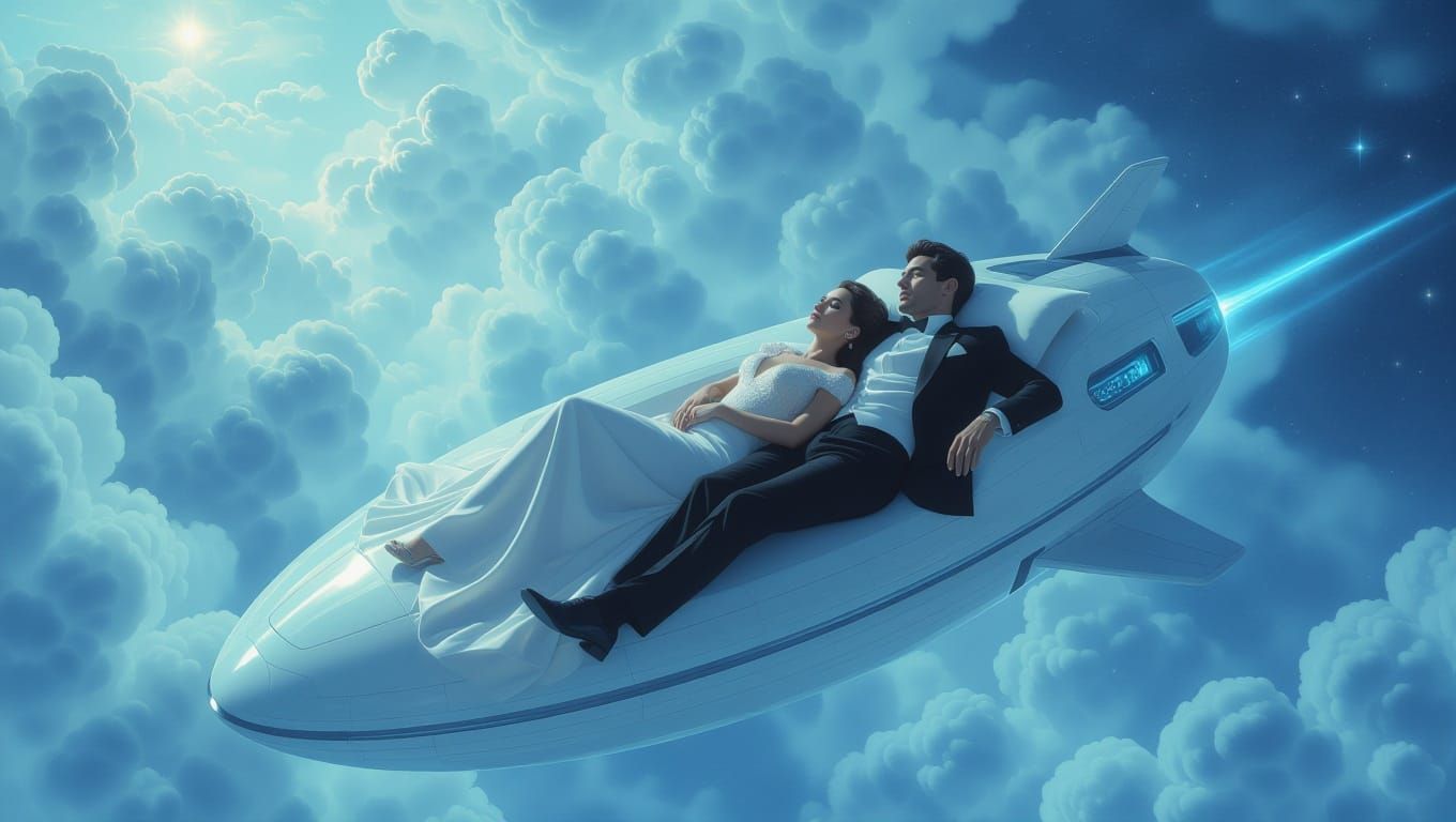 Ethereal Comet Oasis in Whimsical Futurism