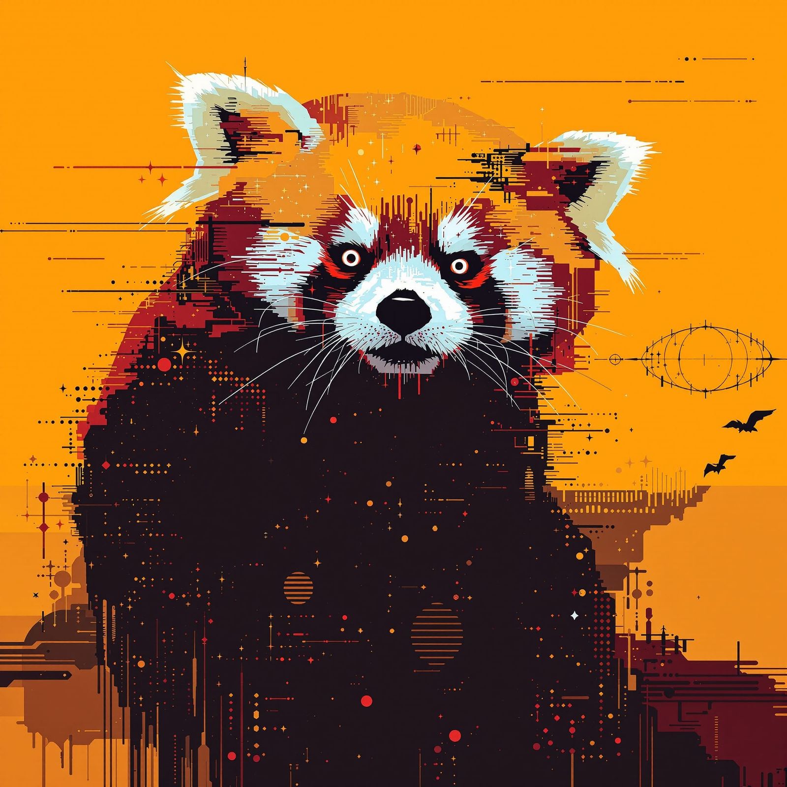 Red Panda Glitch Error in Constellation Style