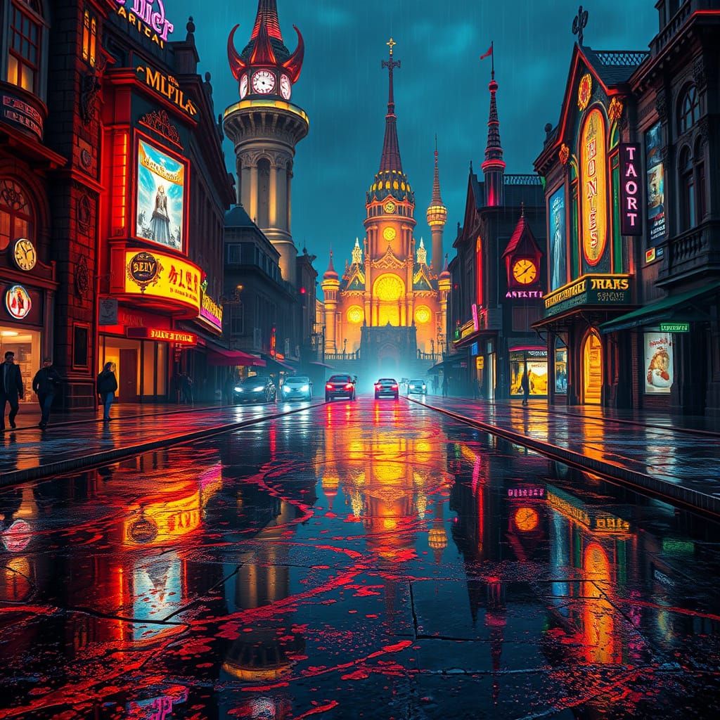 Rain-Kissed Cityscapes in Vivid, Fantastical Detail