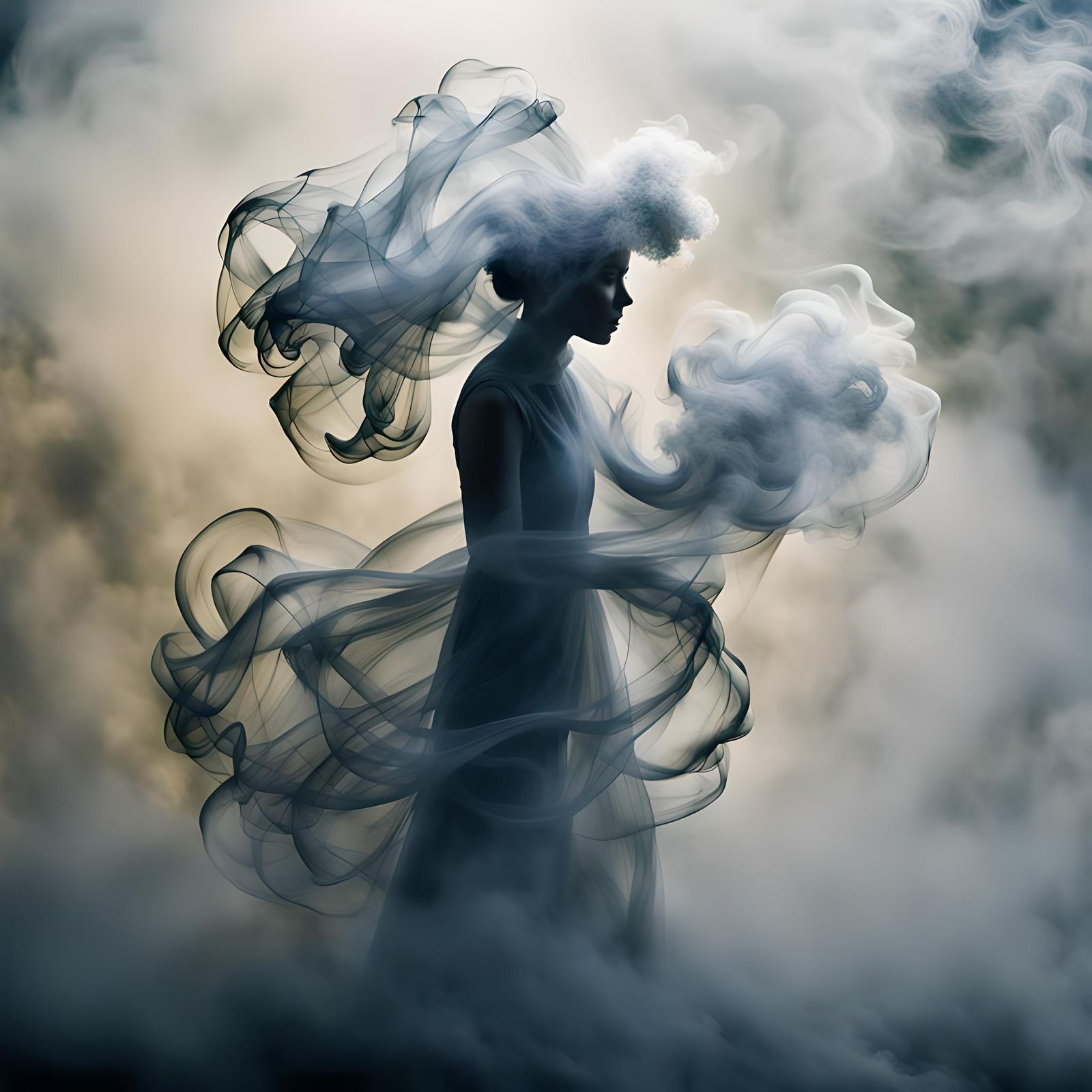 A photo of things made of smoke, ephemeral and ethereal crea...