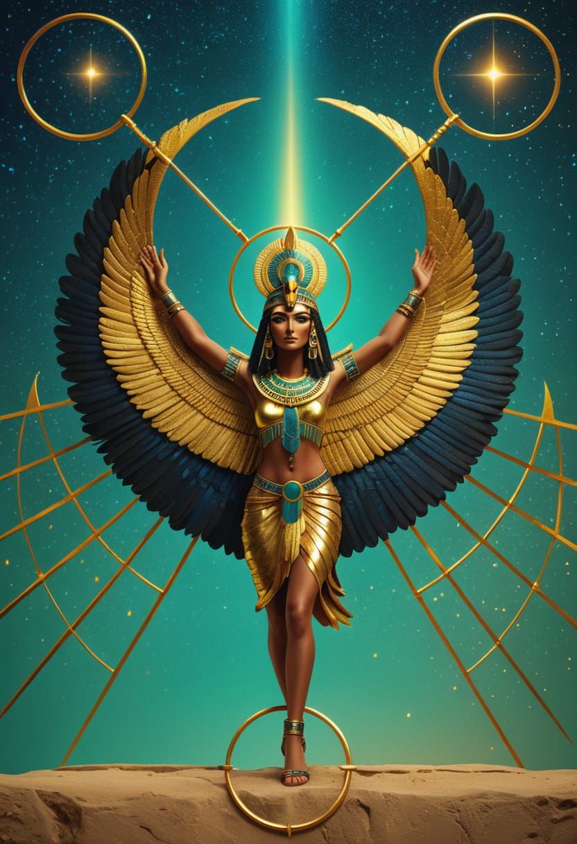 Egyptian Goddess Isis in Cinematic Oil Painting