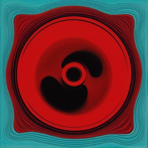 Vibrant Red Water Painting in Abstract Expressionist Style