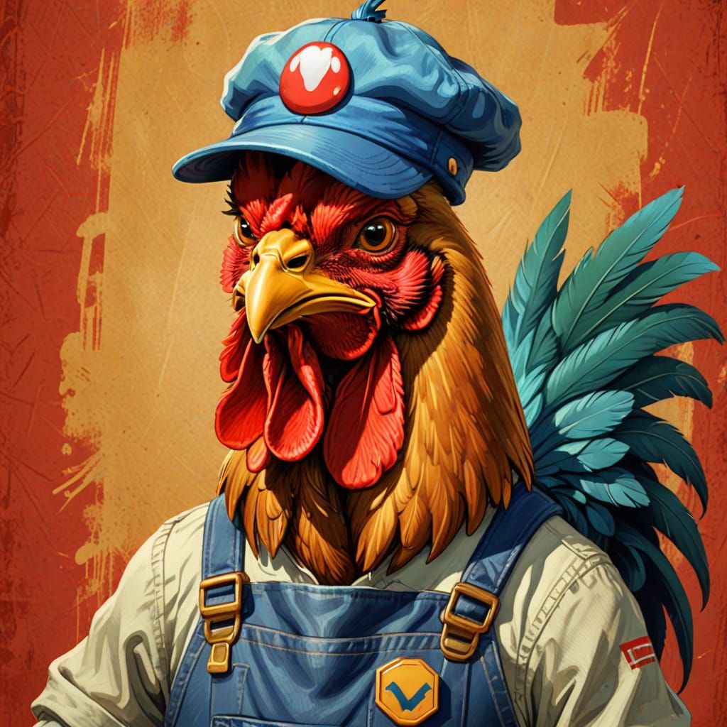 Luigi Rooster Concept Art in Cartoon Style