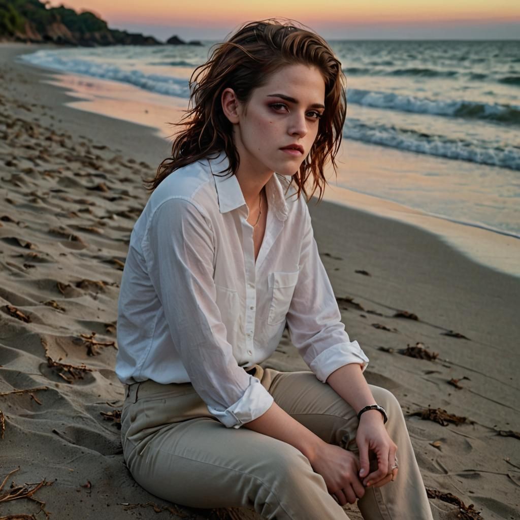 Ethereal Twilight Coastal Scene in Hyperrealistic Style