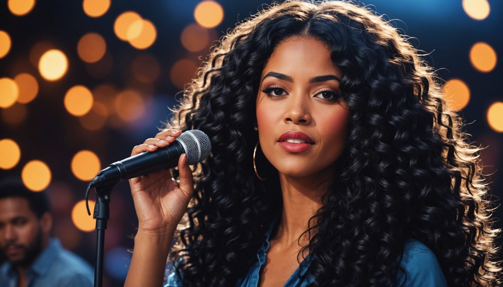 Veloura: Singer with Curly Hair in Natural Light