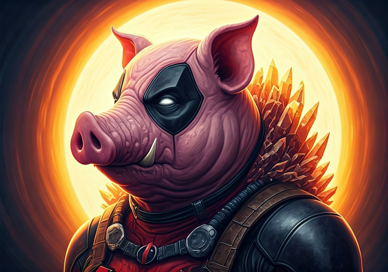 Pig Deadpool Hybrid in Crystalline Metamorphosis