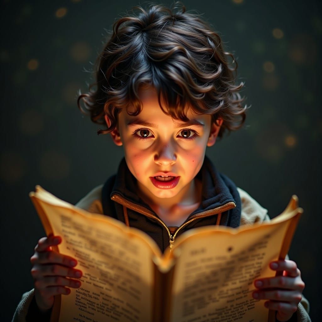 Youthful Scribe Unfolds Ancient Scroll