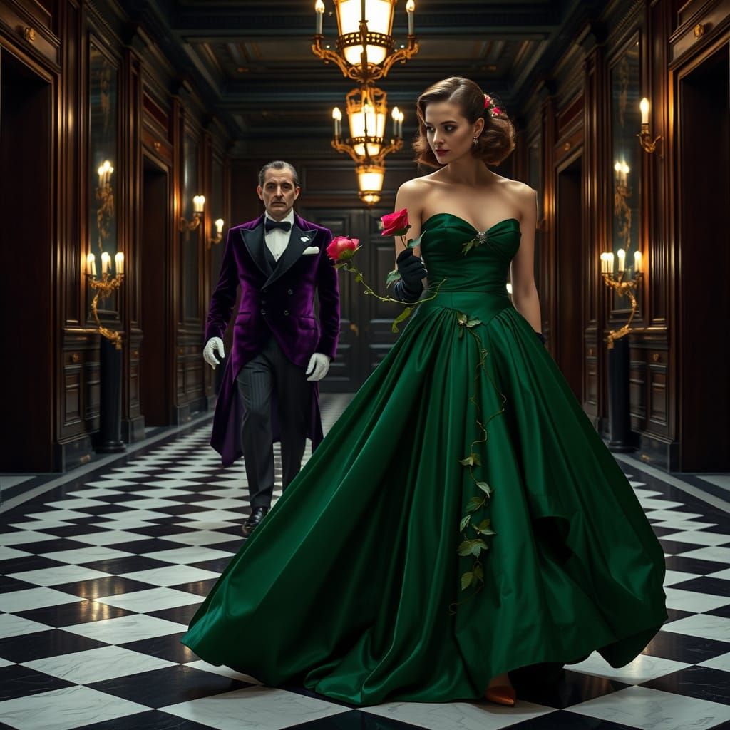 Poison Ivy and Penguin in Hitchcock-Inspired Scene