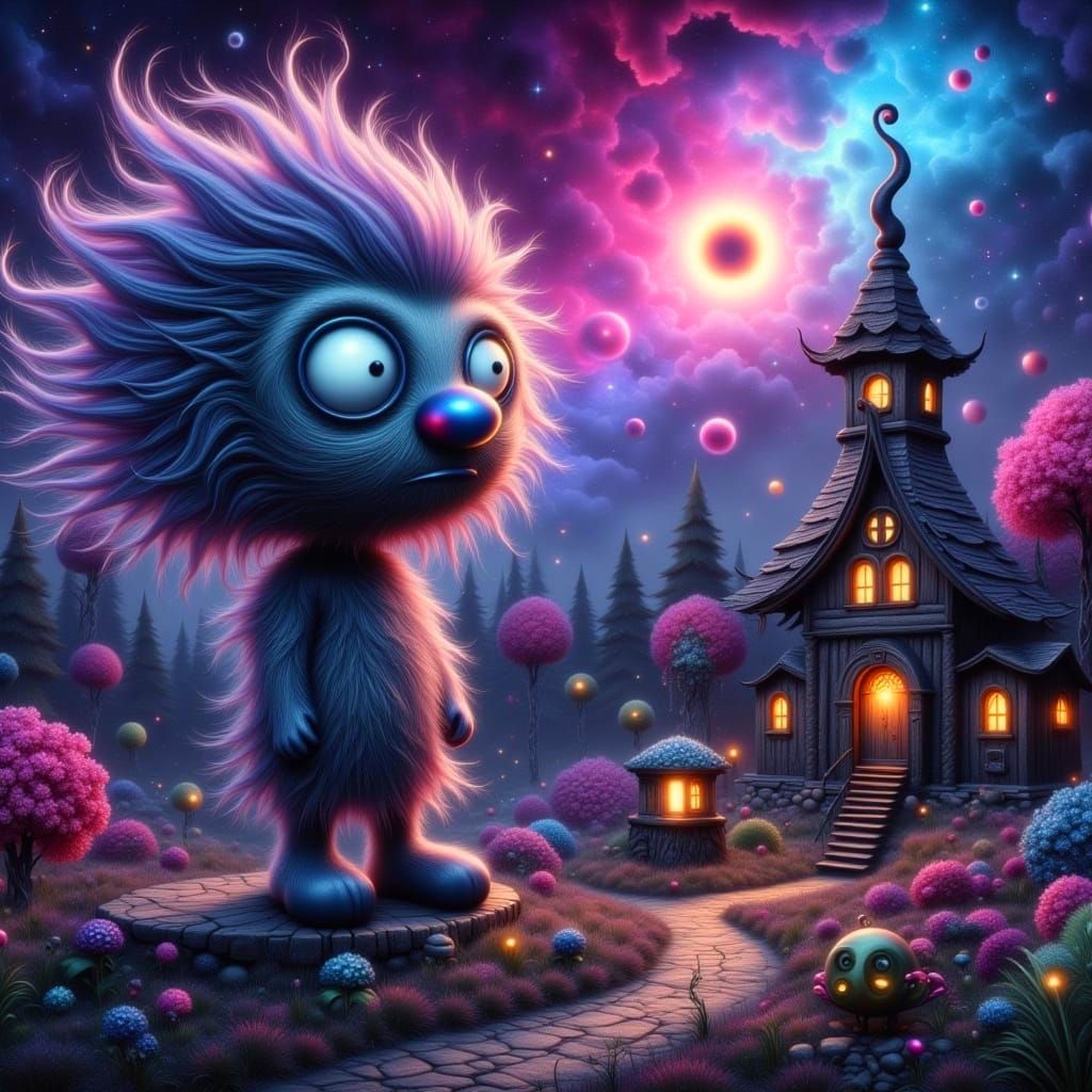 Gothic Gnome in Neon Fantasy