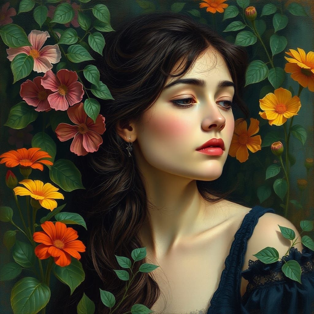 Ethereal Contemplation in a Whimsical Garden