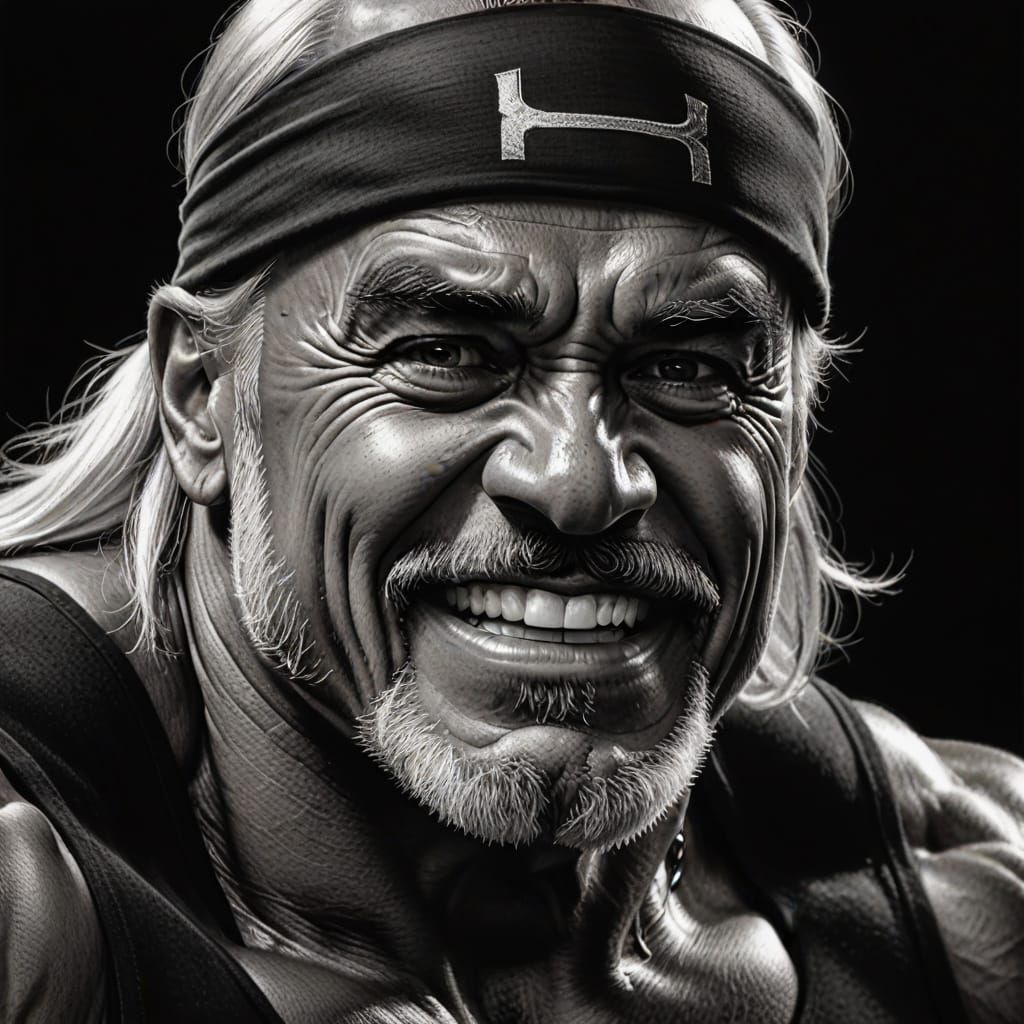 Hyperrealistic Charcoal Portrait of Hulk Hogan