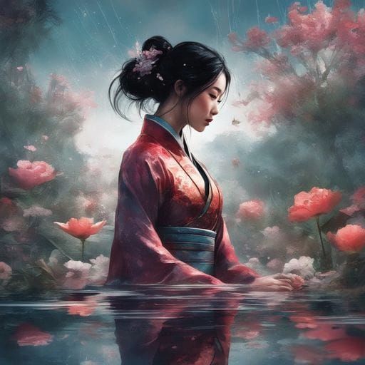 Ancient Chinese Warrior Princess in Traditional Regalia