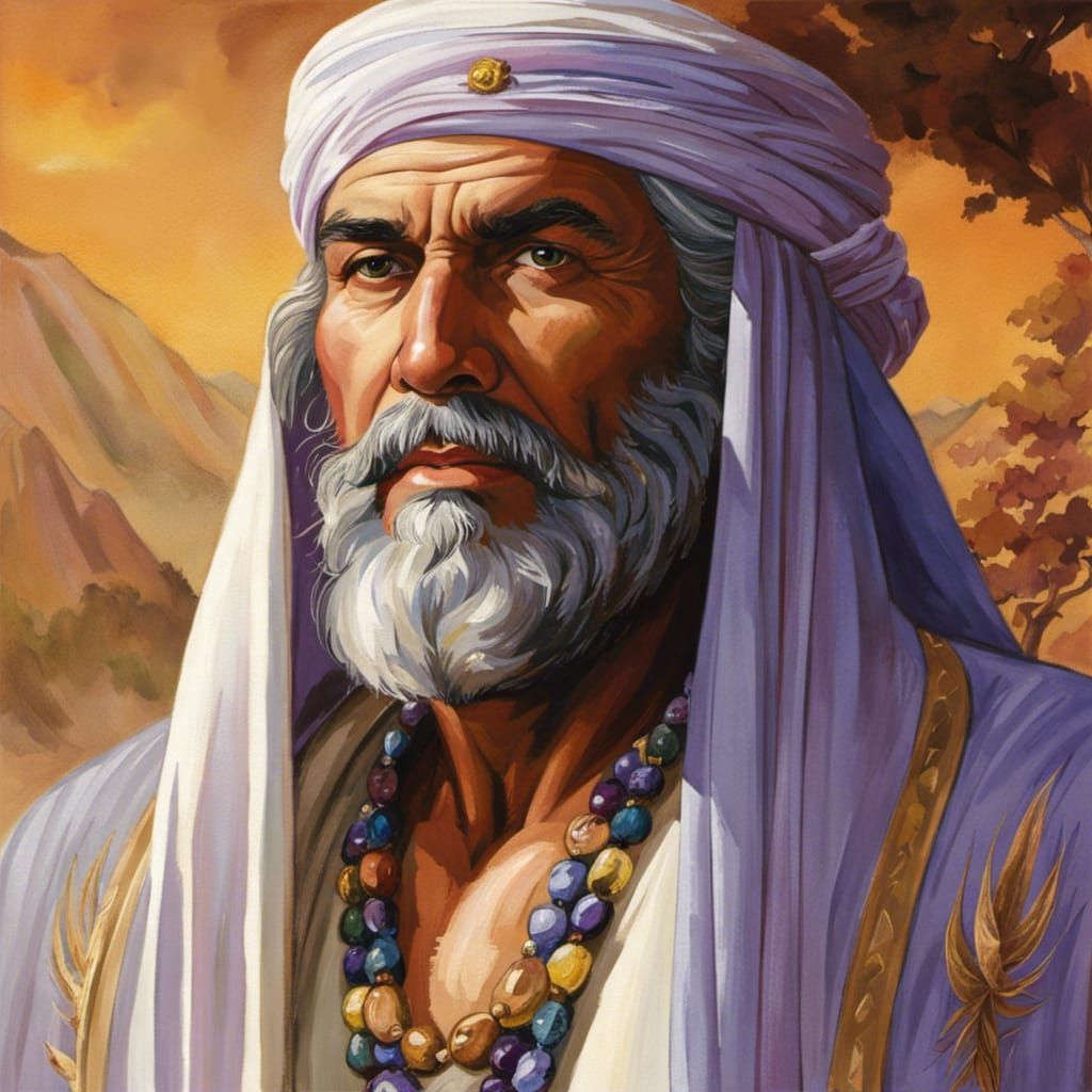 Elderly Middle Eastern Man in Watercolor, Ghibli Style