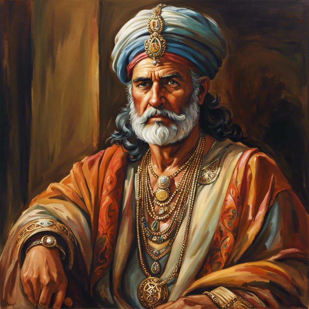 Elderly Sultan in Watercolor Painting by Studio Ghibli