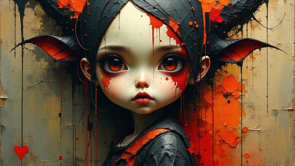Surreal Painting of a Dark, Ornate Doll
