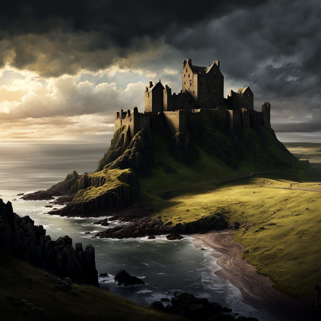 Dunnottar Castle Concept Art in Golden Hour