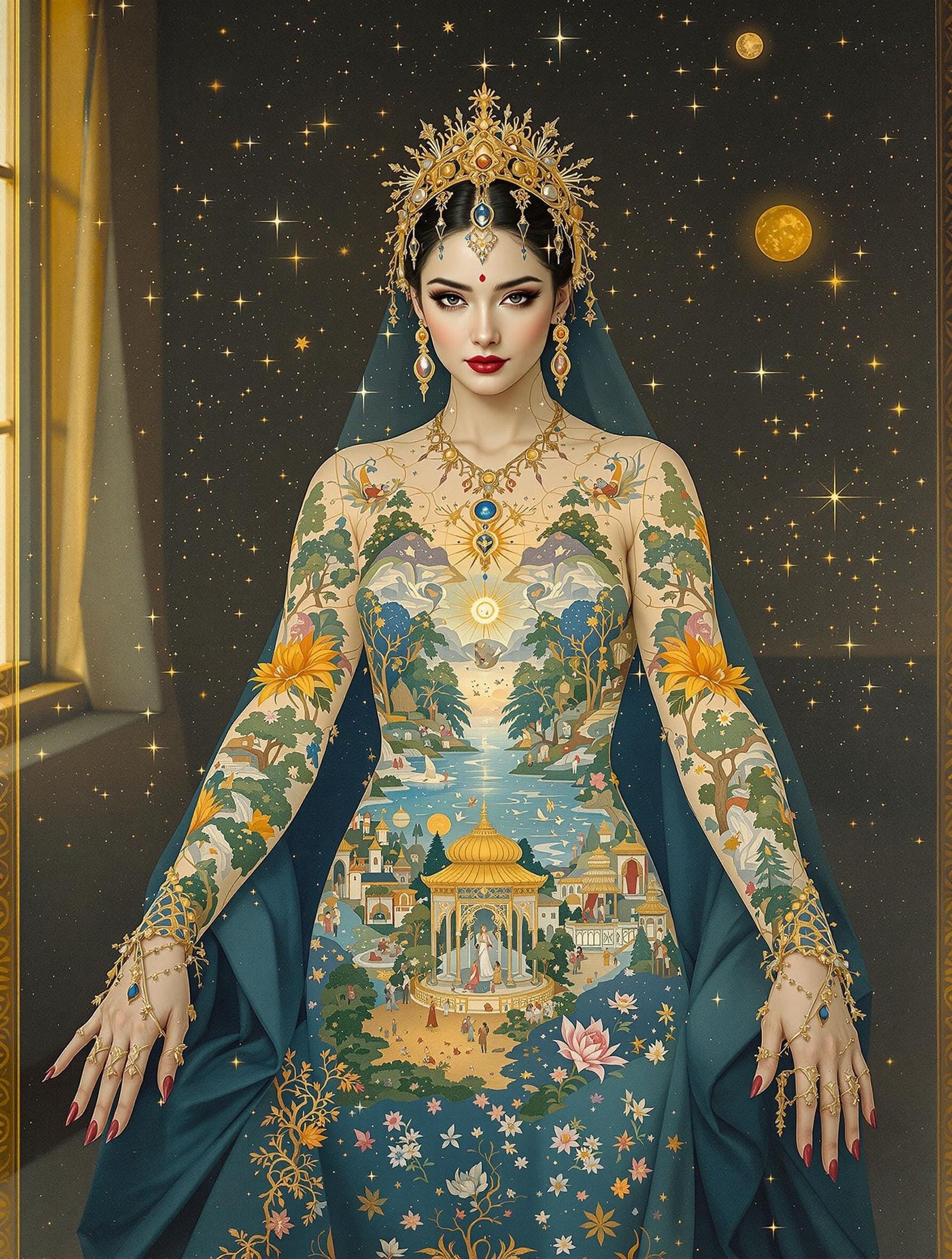 Illuminated Persian Miniature Painter on Aged Paper