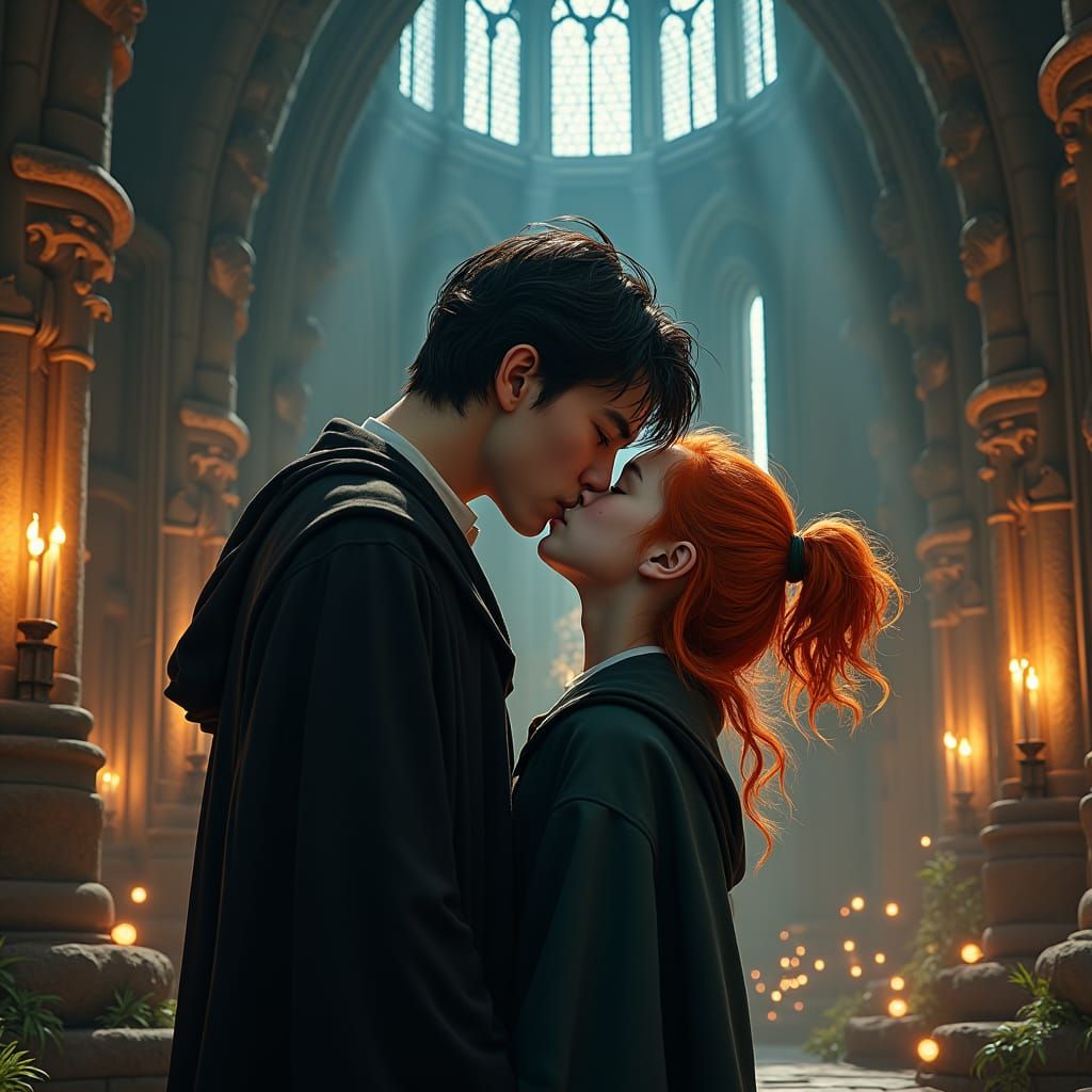 Enchanted Kiss in Ancient Castle