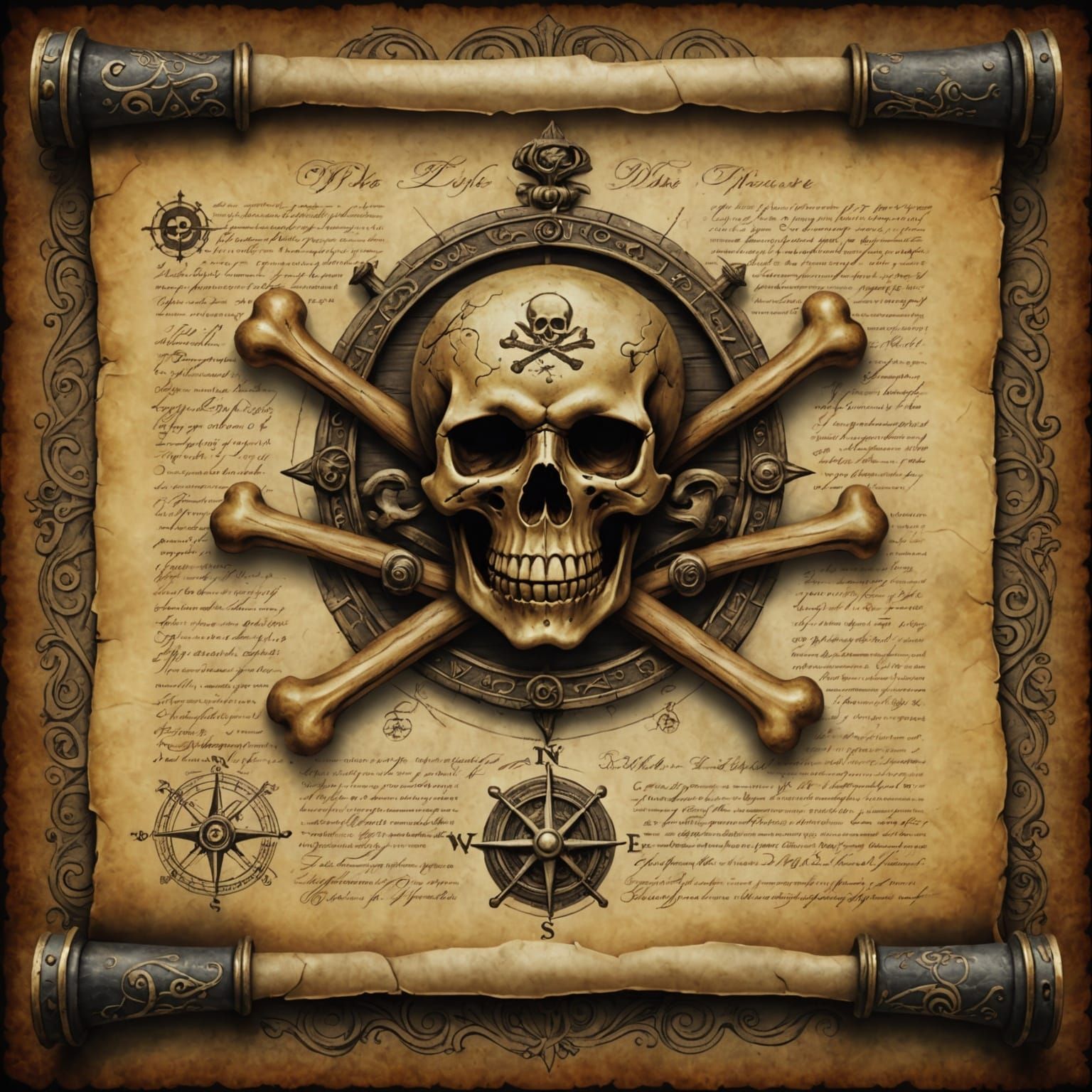 Ancient Pirate Code Scroll in Ornate Calligraphy