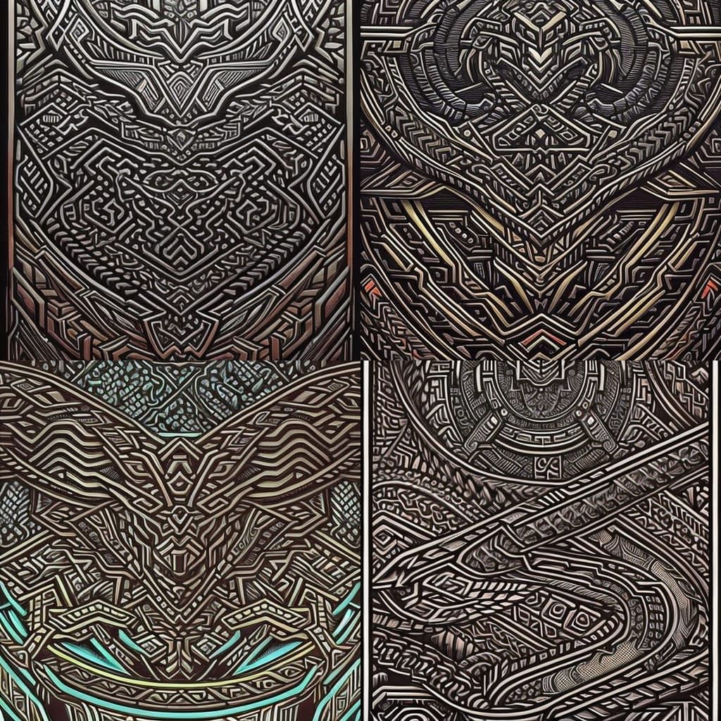 Snake Woven with Ancient Aztec Motifs