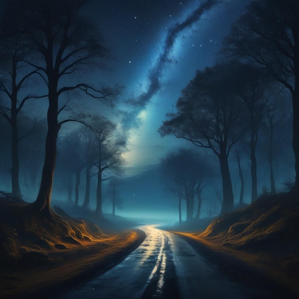 Mysterious Crossroads Under Starry Skies