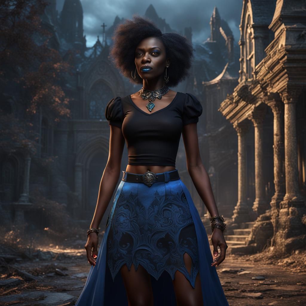 Elegant Black Vampire in Midnight Attire