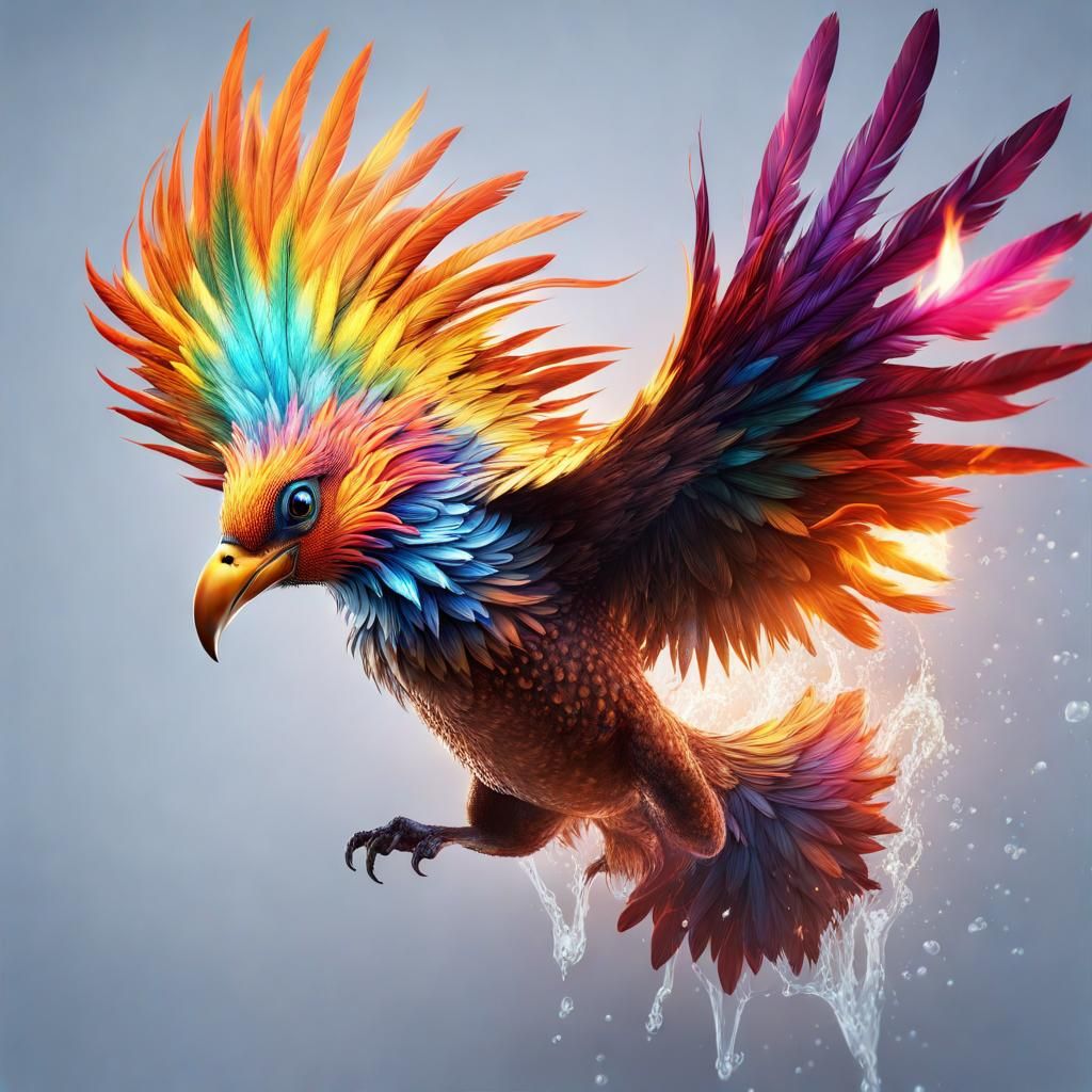 Hyperrealistic Bird in Ethereal Splash Art