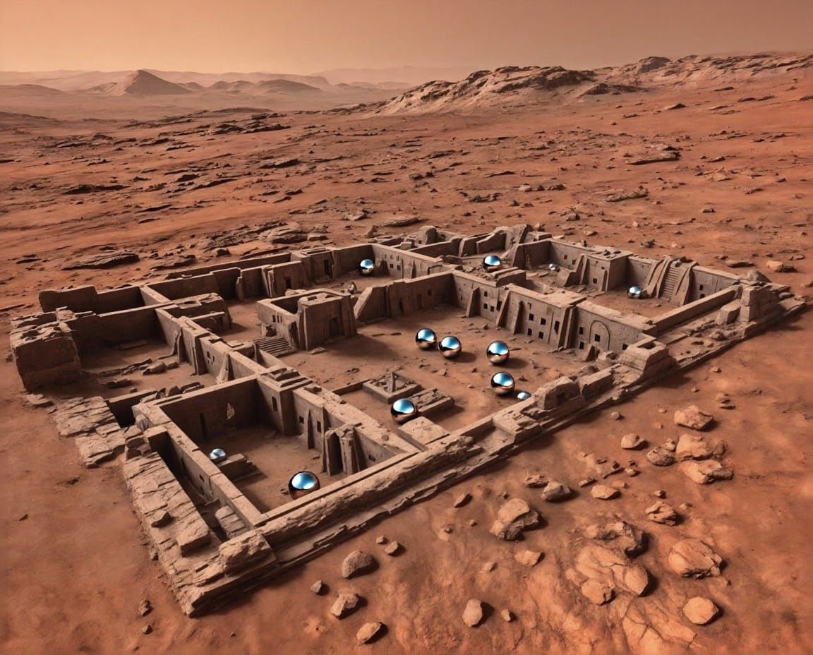 Ancient alien ruins on mars with enigmatic spheres